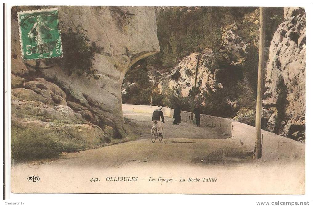 83 - OLLIOULES  -  Les Gorges -  La Roche Taillée - Couleur  -  Animation Un Marin Sur Un Autre Mode De Transport - Ollioules