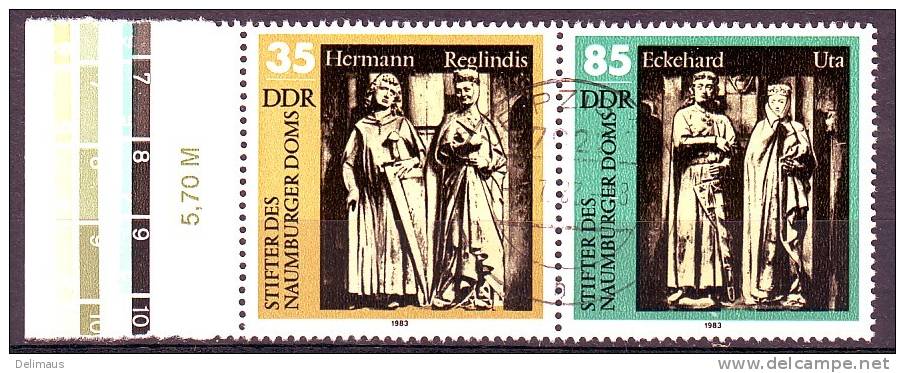 DDR Zusammendruck WZd570 Mi.2810+11 Naumburger Dom Perfekter Tagesstempel Leipzig - Se-Tenant