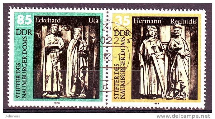 DDR Zusammendruck WZd571 Mi.2810+11 Naumburger Dom Perfekter Tagesstempel Leipzig - Se-Tenant