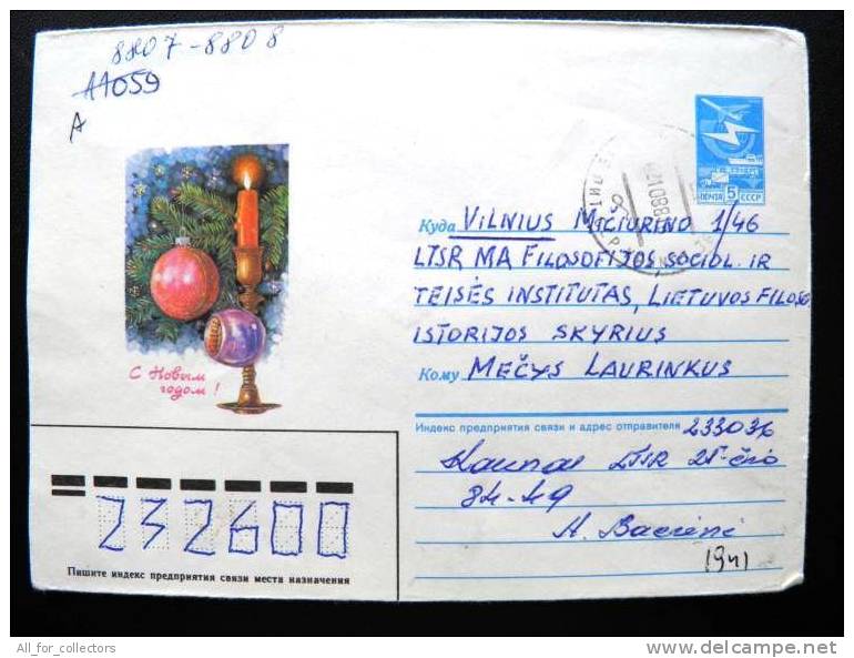 Cover Sent In Lithuania, USSR Occupation Period, New Year, Kaunas - Lithuania