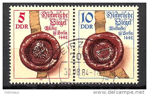 DDR Zusammendruck WZd600 Mi.2884...87 Historische Siegel Perfekter Vollstempel Leipzig - Se-Tenant