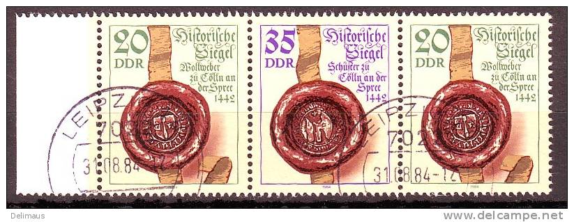 DDR Zusammendruck WZd606 Mi.2884...87 Historische Siegel Perfekter Vollstempel Leipzig - Se-Tenant