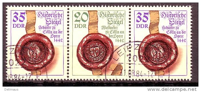 DDR Zusammendruck WZd607 Mi.2884...87 Historische Siegel Perfekter Vollstempel Leipzig - Se-Tenant