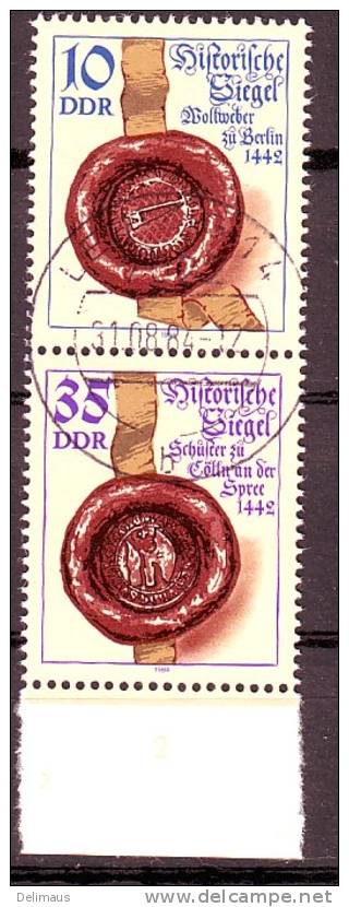 DDR Zusammendruck SZd268 Mi.2884...87 Historische Siegel Perfekter Vollstempel Leipzig - Se-Tenant