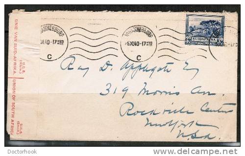 SOUTH AFRICA   1940 CENSOR COVER  From Johannesburg TO New York (5/XI/40) - Lettres & Documents