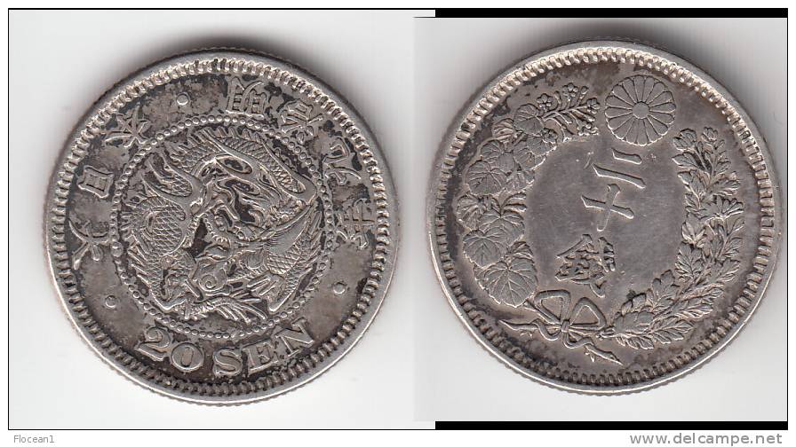 ***** JAPON - JAPAN - 20 SEN MEIJI (1876) - DRAGON - ARGENT - SILVER ***** EN ACHAT IMMEDIAT - Japon