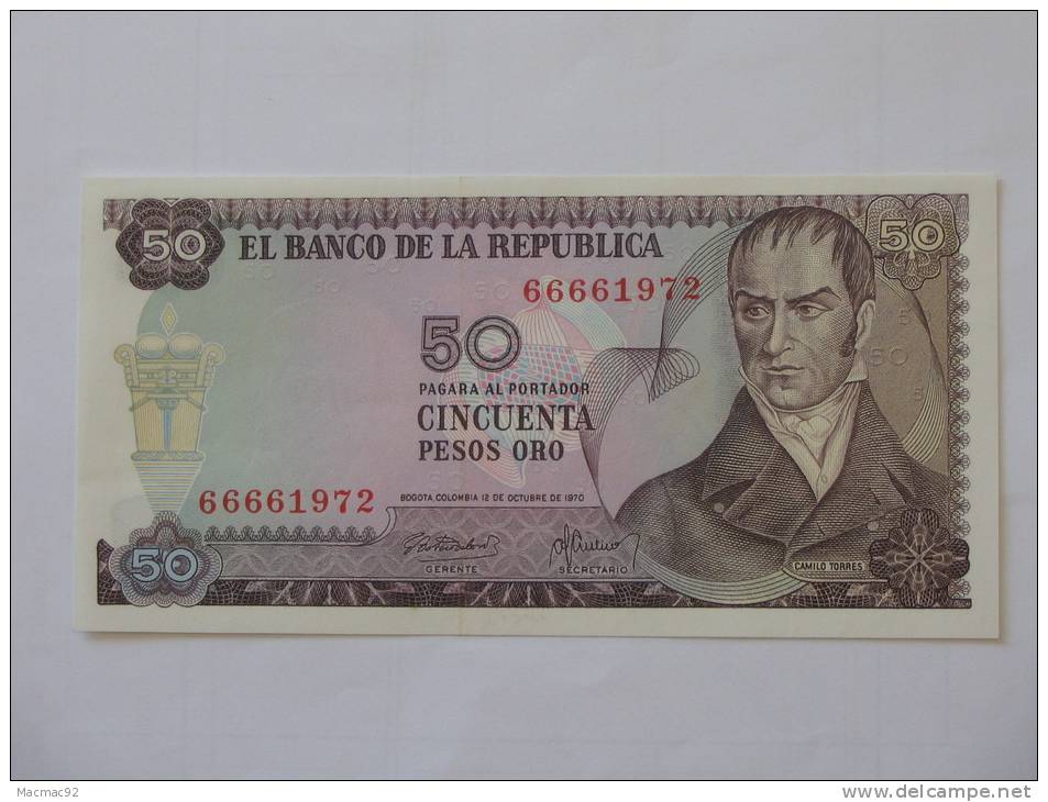 50 Cincuenta Peso Oro COLOMBIE - 1970 - El Banco De La Republica - Colombia. - Colombie