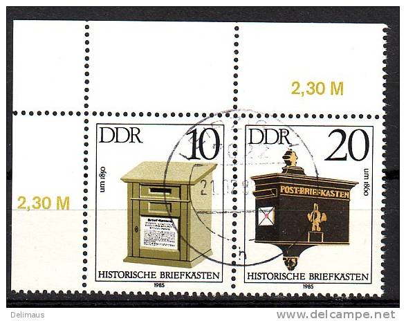 DDR Zusammendruck WZd617 Mi.2924...27 Historische Briefkästen Perfekter Vollstempel Leipzig - Se-Tenant