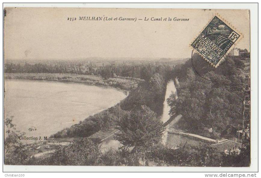 MEILHAN : LE CANAL ET LA GARONNE - ECRITE EN 1931 - 2 SCANS - - Meilhan Sur Garonne