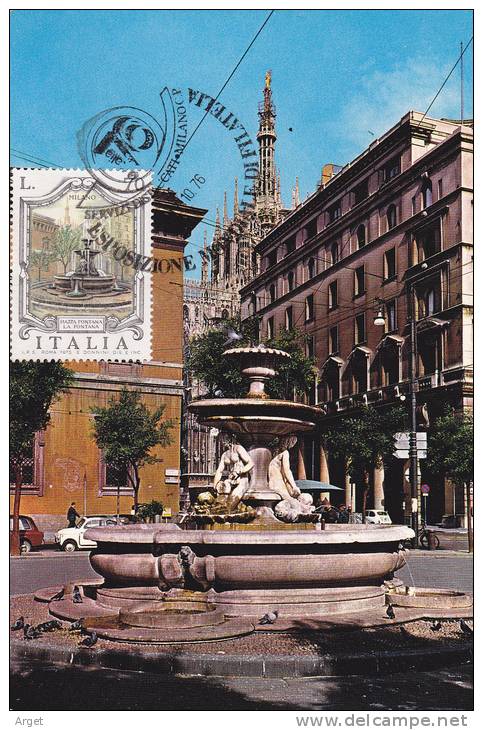 Carte- Maximum  ITALIE  N° Yvert  1238 (MILAN - Square Fontana) Obl Sp Ill  1976 - Maximum Cards