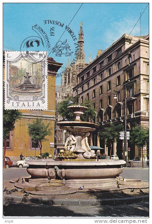 Carte- Maximum  ITALIE  N° Yvert  1238 (MILAN - Square Fontana) Obl Sp Ill  1976 - Maximum Cards