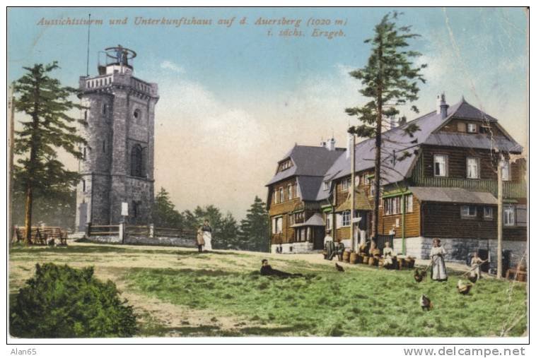 Auersberg Germany Scene, Eibenstock Ob-Unt Bahnhof Railroad Postmark On 1910s/20s Vintage Postcard - Auersberg