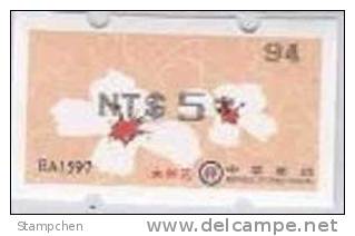 Taiwan 2010 ATM Frama Stamp- 4th Blossoms Of Tung Tree Flower- NT$5 Black Imprint - Neufs