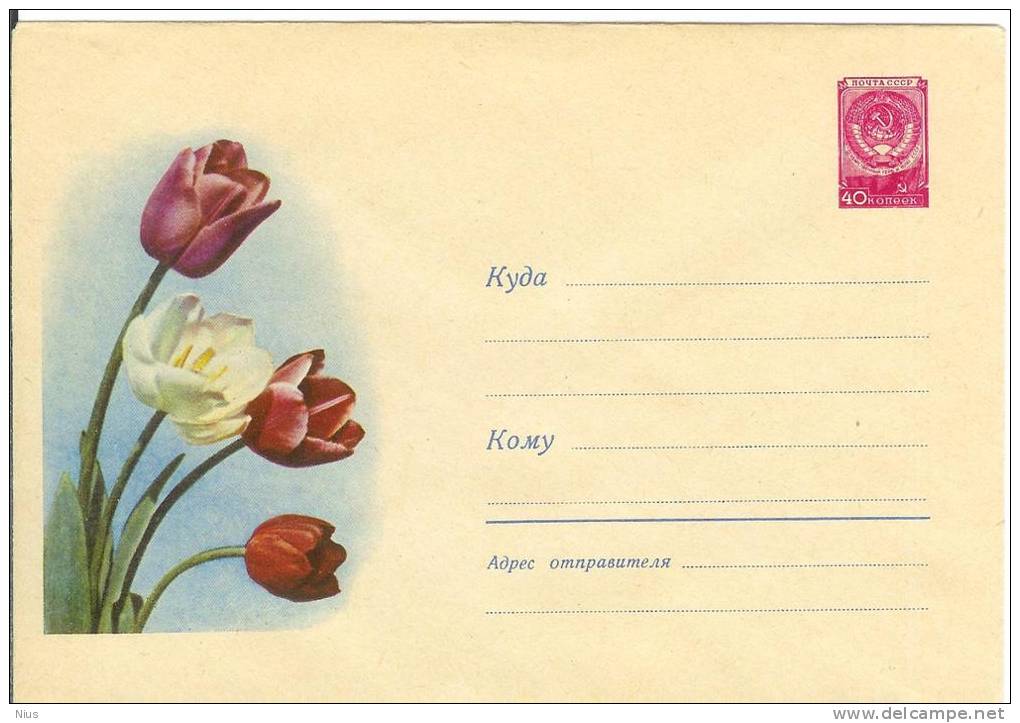 Russia USSR 1959 Fleurs Flowers Blumen Flora Plants Tulip Tulips Envelope - 1950-59