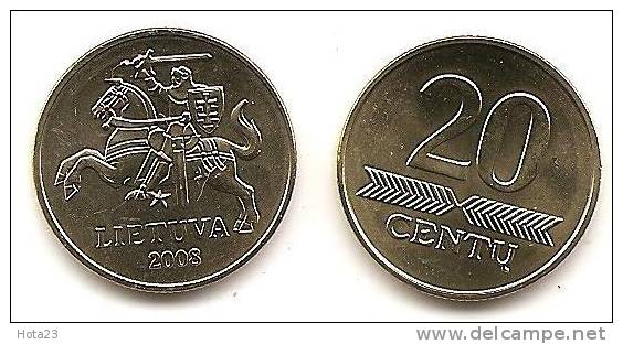 Lithuania - 20 Centi Horseman 2008 UNC - Lithuania