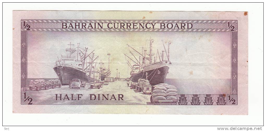 BAHRAIN 1/2 DINAR 1964 VF+ P 3 - Bahrain