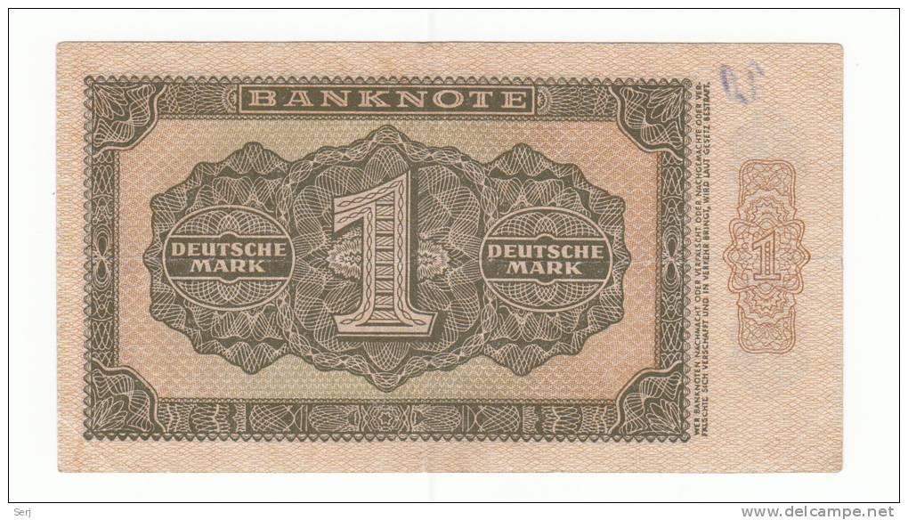 GERMANY - DEMOCRATIC REPUBLIC 1 DEUTSCHE MARK 1948 VF+ P 9a  9 A (6 Digits Serial Number) RARE - 1 Deutsche Mark