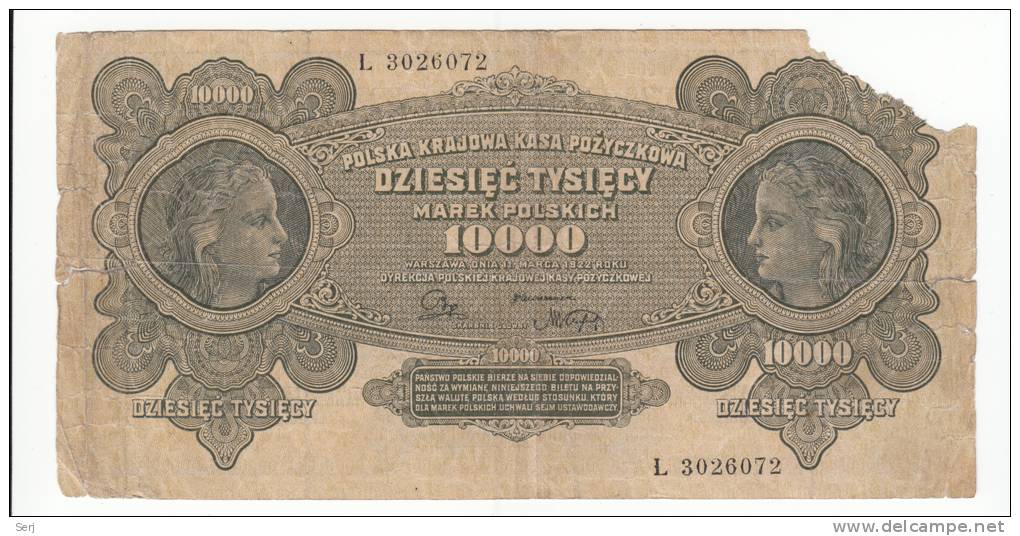 Poland 10000 10,000 Marek 1922 VG P 32 - Poland