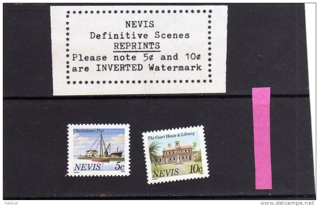 NEVIS 1982 DEFINITIVE STAMPS VIEWS - VEDUTE VARIETA´ MNH - St.Kitts En Nevis ( 1983-...)