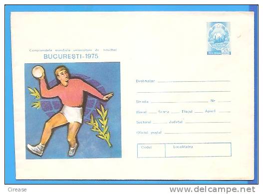 World University Handball Championship ROMANIA Postal Stationery Enveloppe 1975 - Hand-Ball