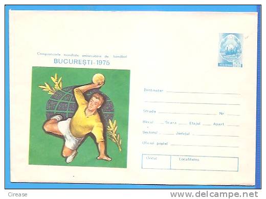 World University Handball Championship ROMANIA Postal Stationery Enveloppe 1975 - Handbal