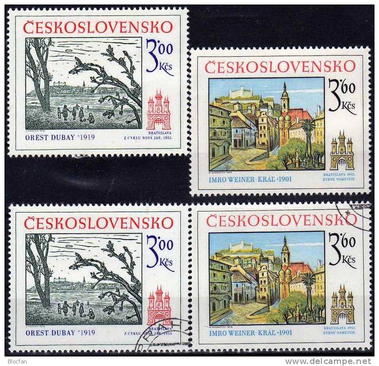 Holzschnitt Der Preßburg / Donau 1978 CSSR 2440/1 ** Plus O 5€ Aus Kleinbogen Frühling Fischplatz Bratislava Set Of CSR - Unused Stamps