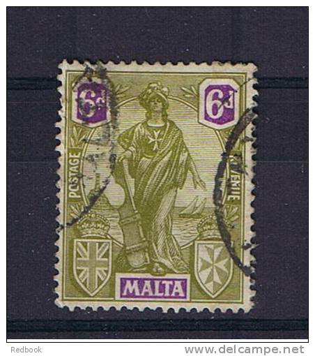 RB 876 - Malta KGV 1922 6d Fine Used Stamp SG 133 - Malte