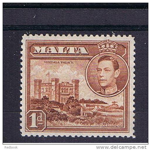 RB 876 - Malta KGVi 1938 1d Brown Lightly Mounted Mint Stamp SG 219 - Malte