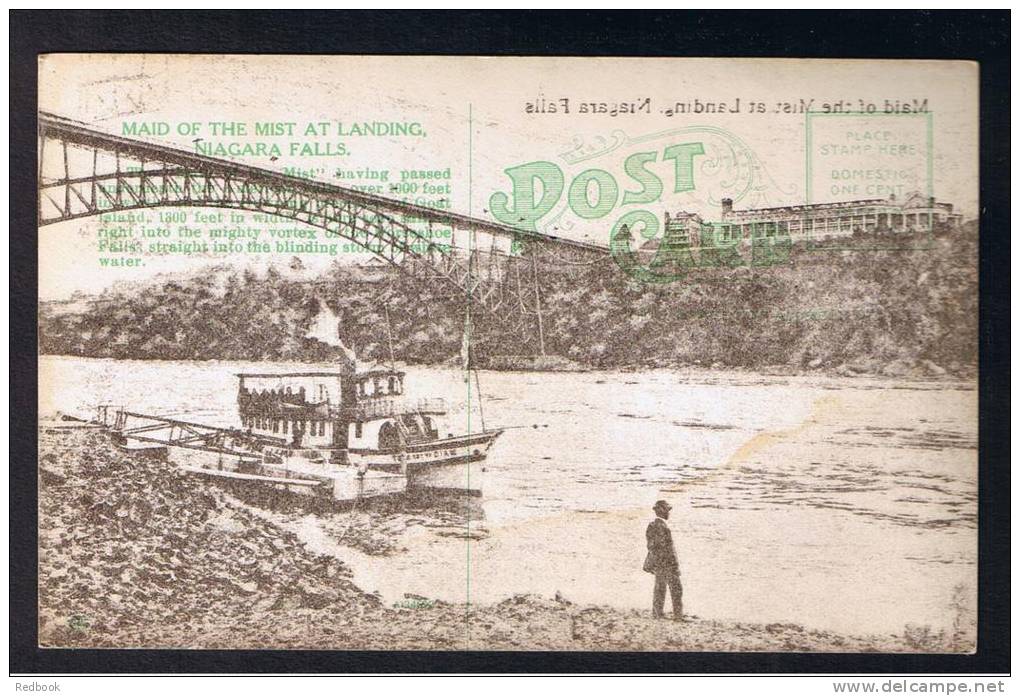 RB 877 - Postcard Error - Printed Offset On Reverse - Niagara Falls New York USA Canada - Maid Of The Mist At Landing - Other & Unclassified