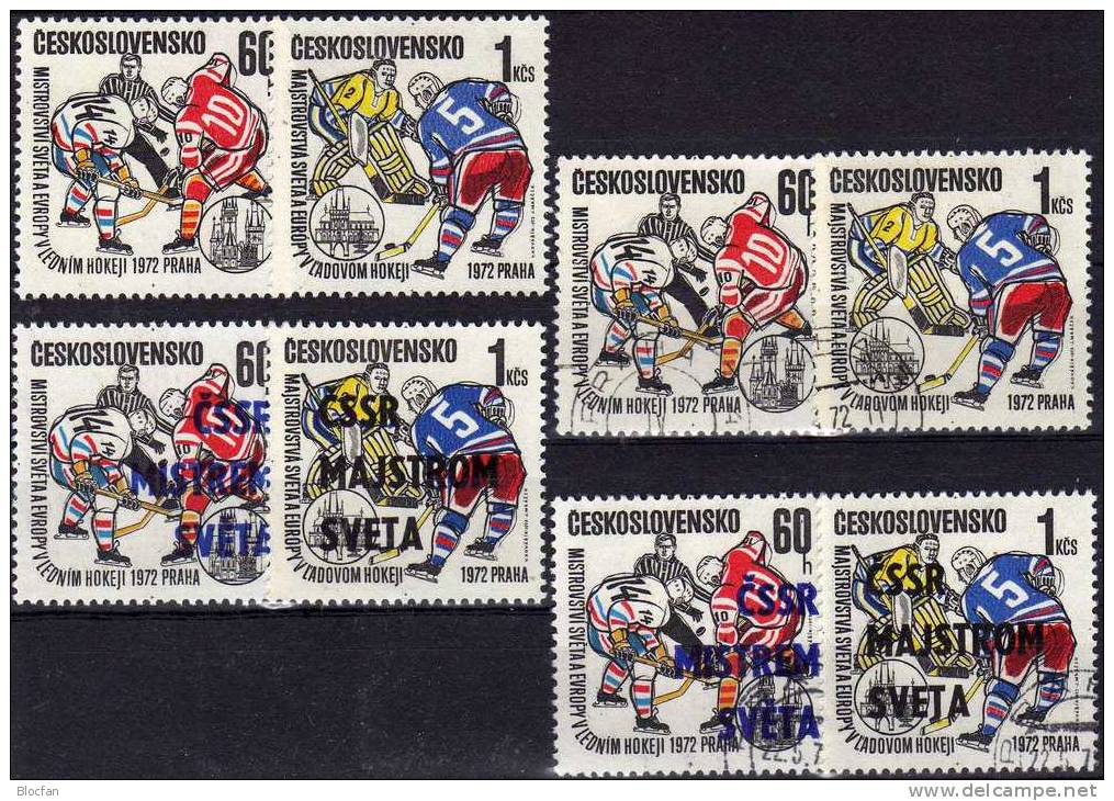 Eishockey-Championat In PRAG 1972 CSSR 2065/6, 2084/5 ** Plus O 37€ With Overprint Winter-sport Set Of Tschechoslowakei - Unused Stamps