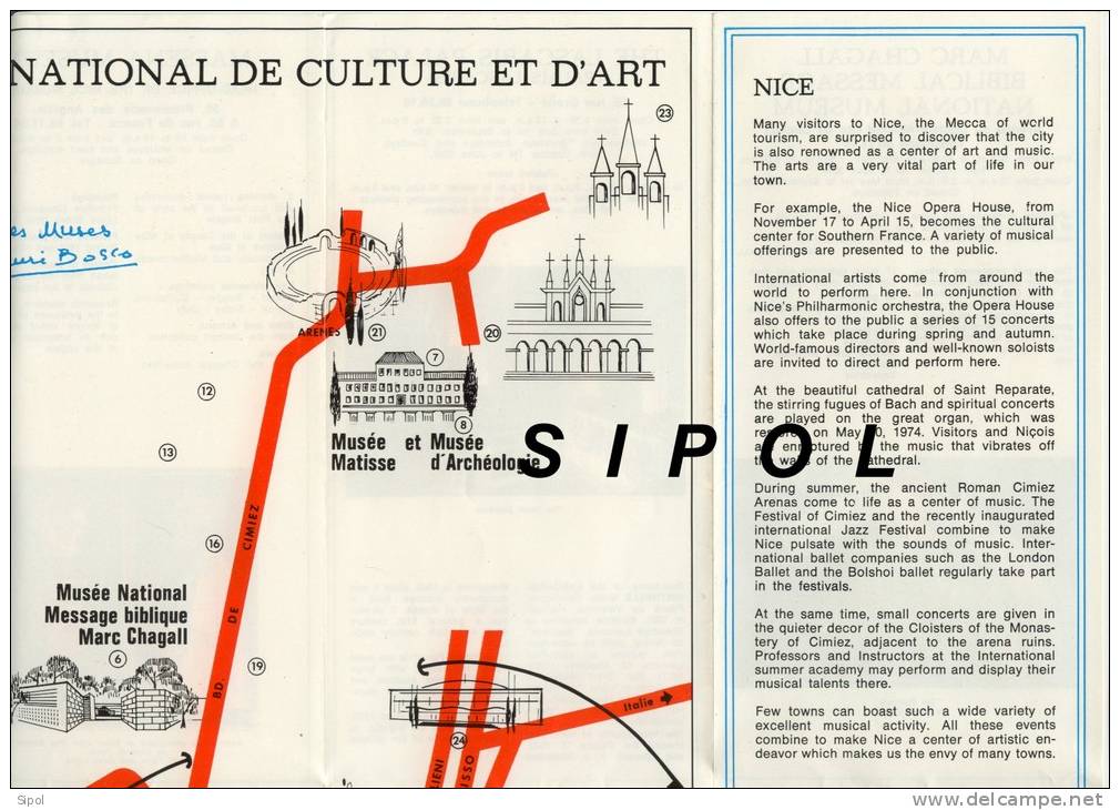 Nice : Centre International De Culture Et D Art-  Historique  En Anglais Et Plan  Avec Divers Monuments - Architecture