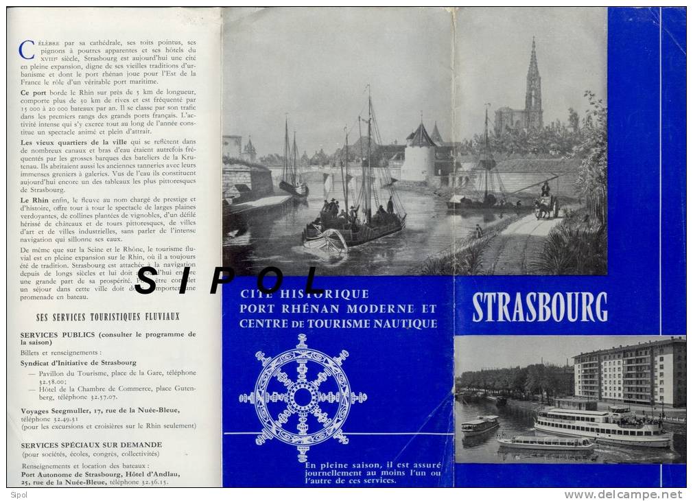Strasbourg Port Rhénan Moderne Et Centre De Tourisme Nautique  Saison 1962 BE 2 Prospectus - Andere Plannen