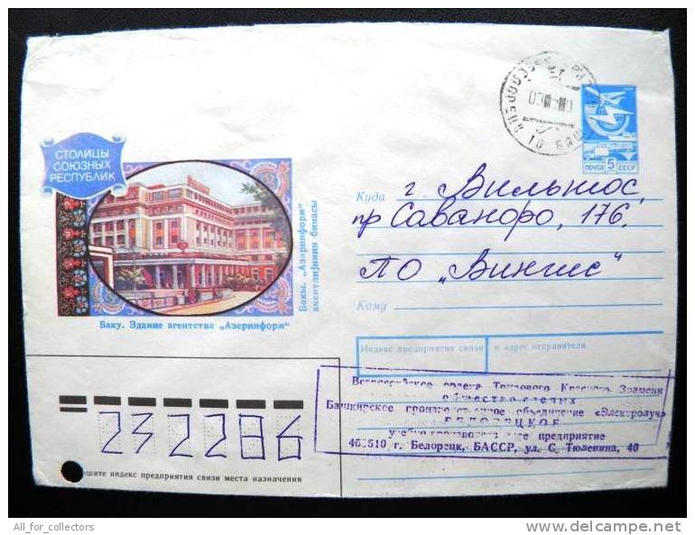 Cover Sent From Russia To Lithuania, Capital Of Azerbaijan Baku - Cartas & Documentos