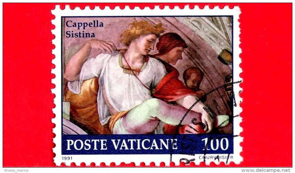 VATICANO  - USATO -1991 - Restauro Della Cappella Sistina - 100  L. • Lunetta Eleazar - Usati