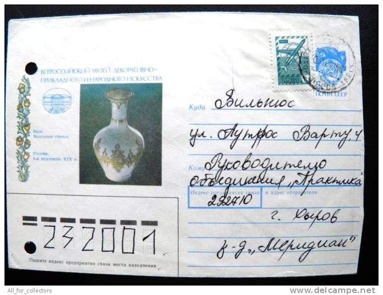 Cover Sent From Russia To Lithuania, USSR, Art Glass Plane - Cartas & Documentos