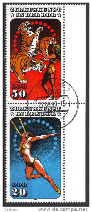 DDR Zusammendruck SZd298 Mi.2983...86 Zirkuskunst In Der DDR Perfekter Vollstempel Leipzig - Se-Tenant