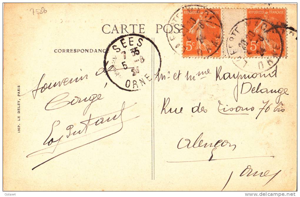 7586# Y&T N° 158 SEMEUSE PAIRE MILLESIME BLANC / CARTE POSTALE BAGNOLES ROC DU CHIEN Obl LA FERTE MACE ORNE 1924 SEES - 1921-1960: Modern Period