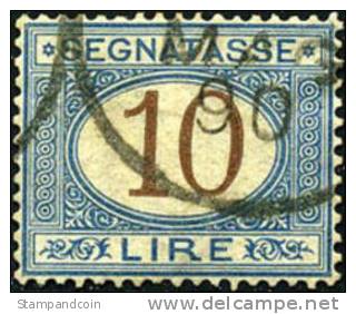 Italy J19 XF Used 10l Blue & Brown Postage Due From 1903 - Taxe