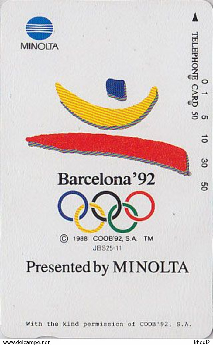 TC JAPON / 110-109373 - JEUX OLYMPIQUES BARCELONE 1992 / Logo Photo MINOLTA  OLYMPIC GAMES SPAIN JAPAN Free Sport PC 173 - Olympic Games