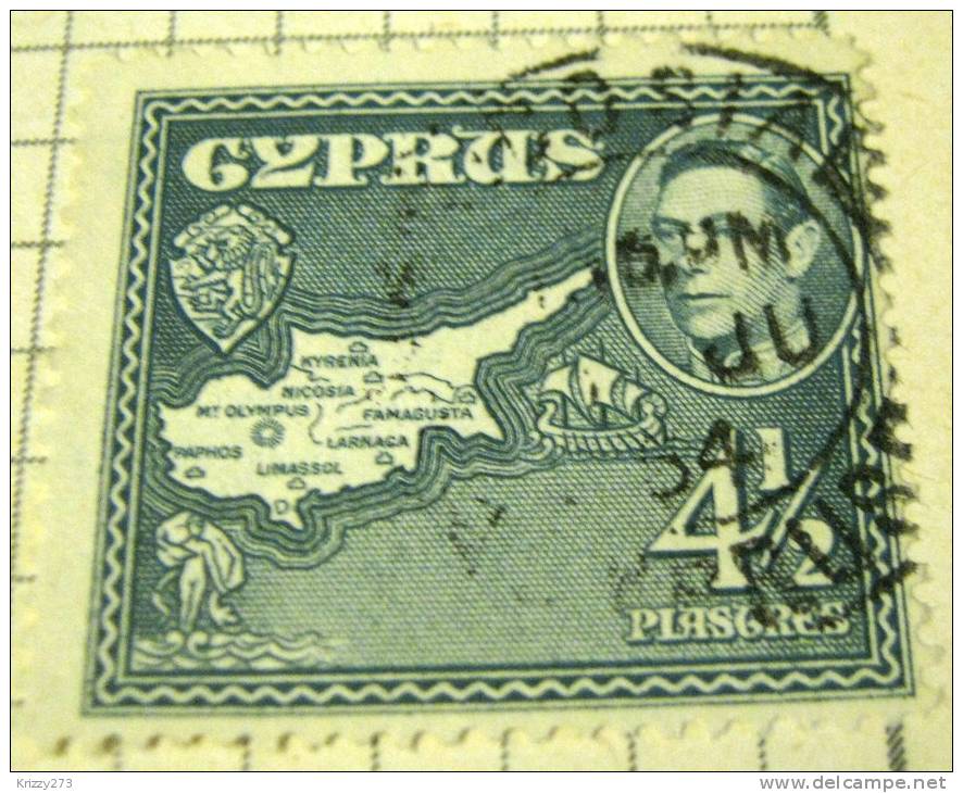 Cyprus 1938 King George VI Map Of Cyprus 4.5p - Used - Cyprus (...-1960)