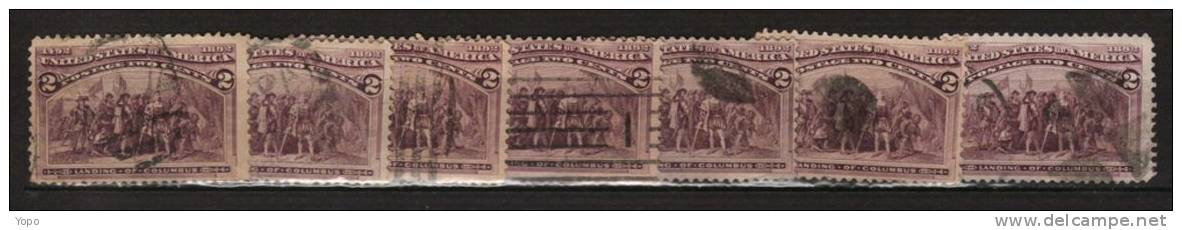 USA: Année 1893, N° 82, 7 Timbres - Vorausentwertungen