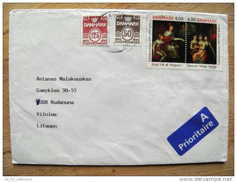 Cover Sent From Denmark To Lithuania, Art Painting, Danmark-norge-sverige - Briefe U. Dokumente