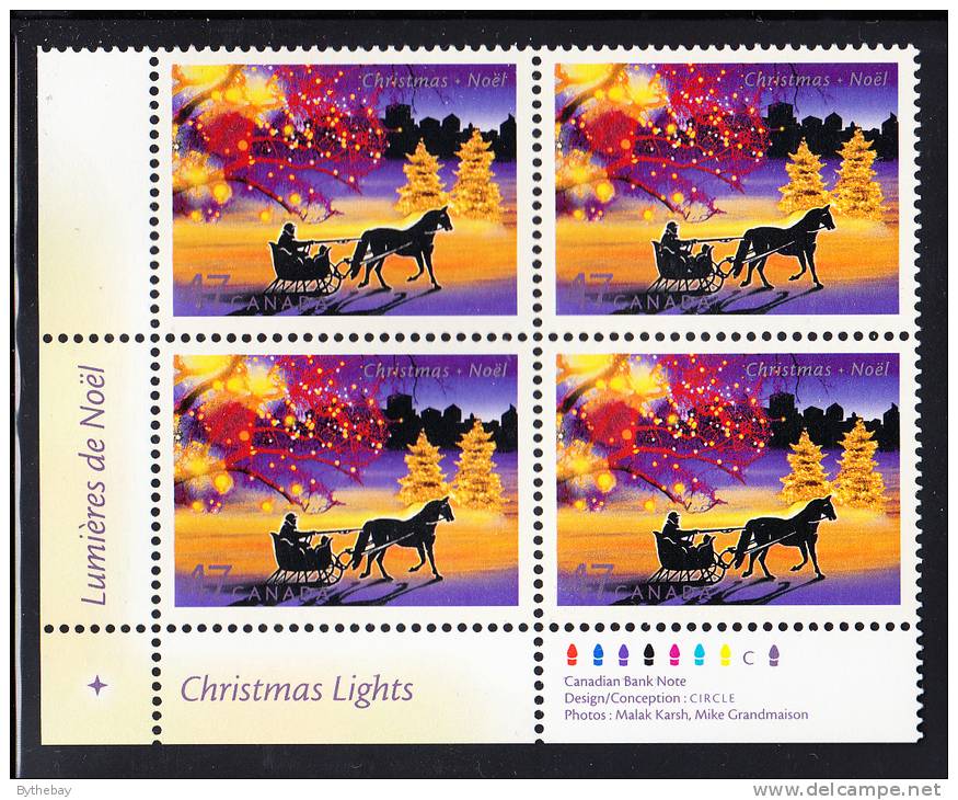 Canada MNH Scott #1922 Lower Left Plate Block 47c Sleigh Ride - Christmas - Num. Planches & Inscriptions Marge