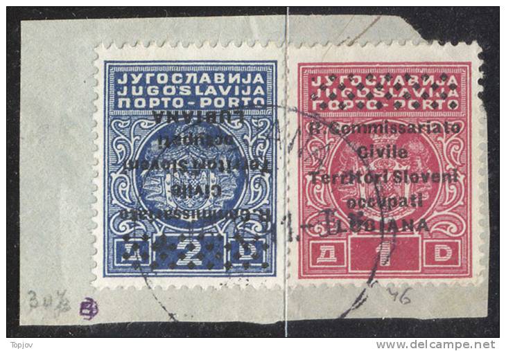 SLOVENIA - LUBIANA - PORTO - R.COMMISSARIATO SOPRASTAMPA CAPOVOLTA - 2 D + Normale 1 D - Sassone # 8b - 1941 - ATEST - Occ. Allemande: Lubiana