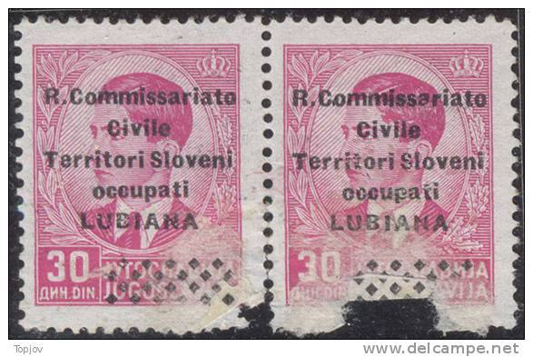 SLOVENIA - LUBIANA  - ERRORE - R.COMMISSARIATO SOPRASTAMPA  - 16 D PAIR - Sassone # 33++ - 1941 - ATEST - Duitse Bez.: Ljubljana