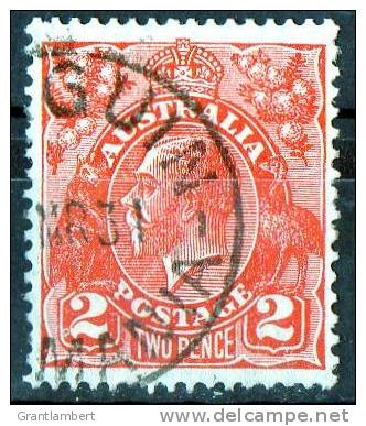 Australia 1926 King George V 2d Red Small Multiple Wmk - PENGUIN TASMANIA PM - Used Stamps
