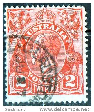 Australia 1926 King George V 2d Red Small Multiple Wmk - GLADSTONE TASMANIA PM - Oblitérés