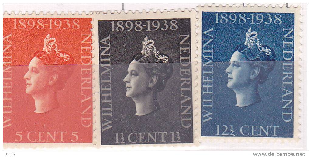 PAYS BAS N° 309/311 40E ANNIVERSAIRE DU COURONNEMENT DE LA REINE WILHELMINE NEUF SANS CHARNIERE - Unused Stamps