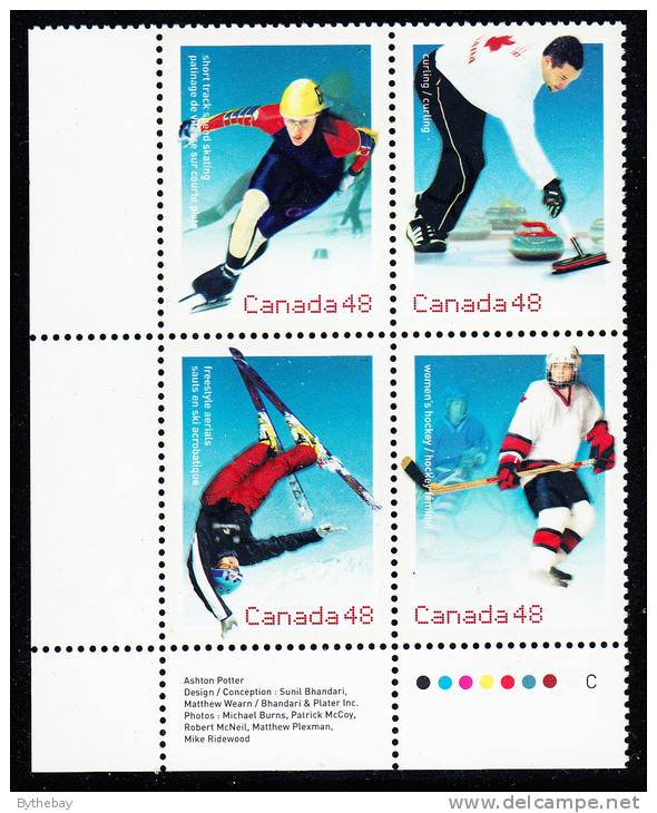Canada MNH Scott #1939a Lower Left Plate Block 48c 2002 Winter Olympics - Plattennummern & Inschriften