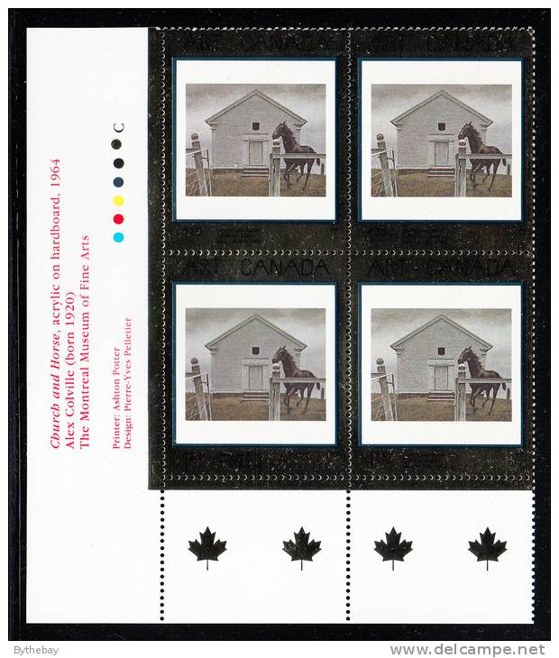 Canada MNH Scott #1945 Lower Left Plate Block $1.25 'Church And Horse' By Alex Colville - Masterpieces - Plattennummern & Inschriften